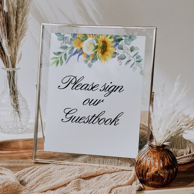 watercolor sunflower wedding guestbook sign (Creator Uploaded)