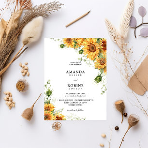 Watercolor Sunflower Wedding Invitation