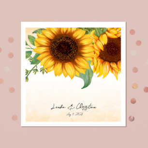 Watercolor Sunflower wedding Napkin