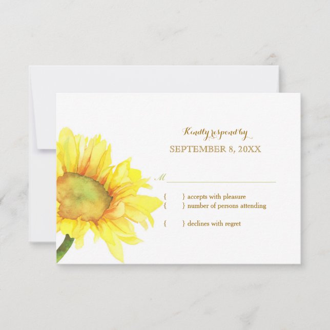 Watercolor Sunflower Wedding RSVP (Front)