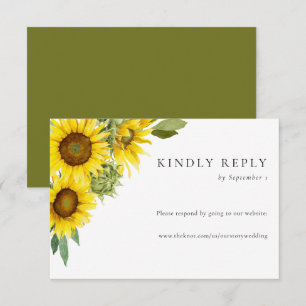 Watercolor Sunflower Wedding RSVP Website Online Card