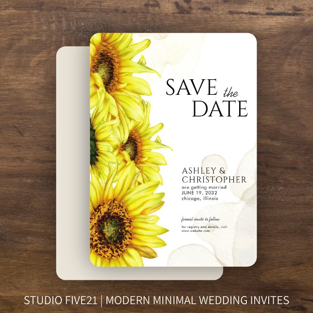 Watercolor Sunflower Wedding Shower Save The Date (Creator Uploaded)