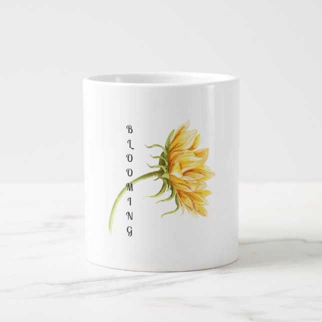 Watercolor Sunflower With "Blooming" Text Mug  (Front)