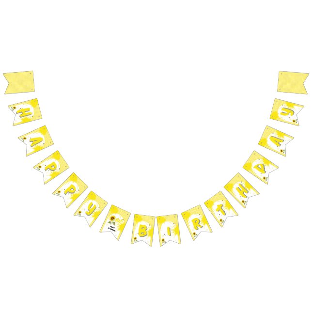 Watercolor Sunflower with Butterflies 1st Birthday Bunting Flags (All)