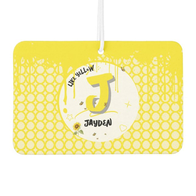 Watercolor Sunflower with Butterflies Like Yellow Air Freshener (Front)