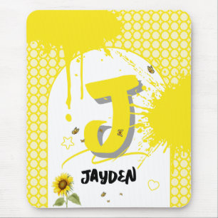 Watercolor Sunflower with Butterflies Mousepad