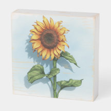 Watercolor Sunflower Wooden Box Sign