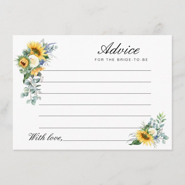 watercolor Sunflowers advice Card (Front)