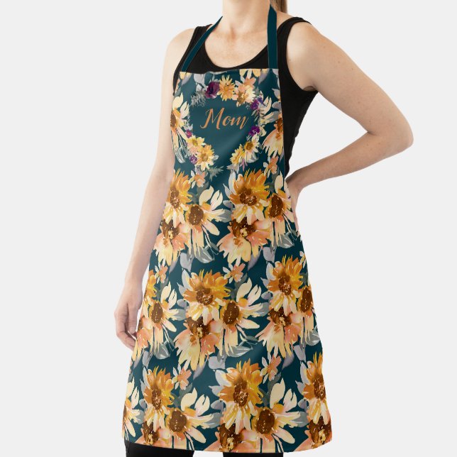 Watercolor Sunflowers Apron (Insitu)