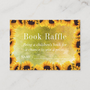 Watercolor Sunflowers Baby Book Raffle Tickets Enclosure Card