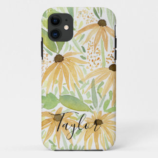 Watercolor Sunflowers, Botanical Art   iPhone 11 Case