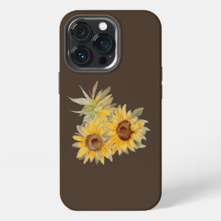 Watercolor Sunflowers Brown iPhone 13 Pro Case