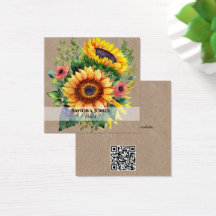 Watercolor Sunflowers Business Card - kraft style