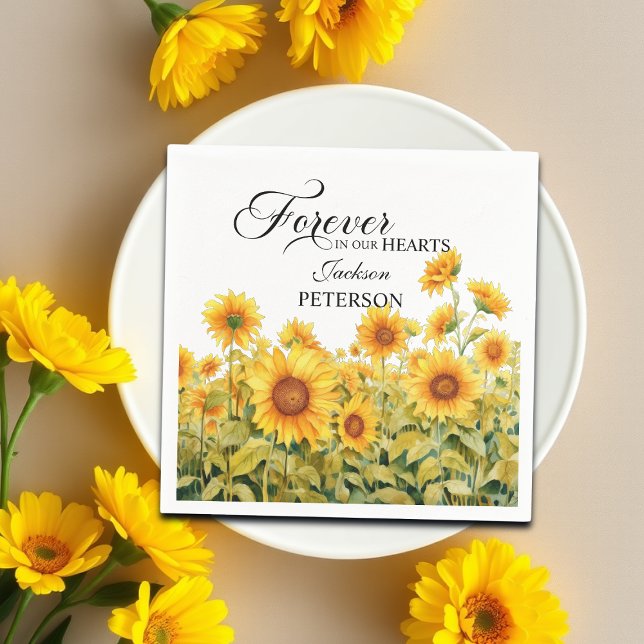 Watercolor Sunflowers Celebration Of Life Funeral Napkin (Creator Uploaded)