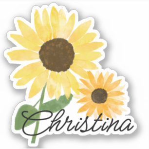 Watercolor Sunflowers Custom-Cut Vinyl Sticker