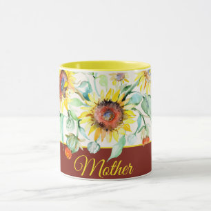 Watercolor sunflowers customizable  mug