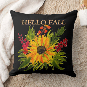 Watercolor Sunflowers Cute Modern Pretty Fall  Throw Pillow
