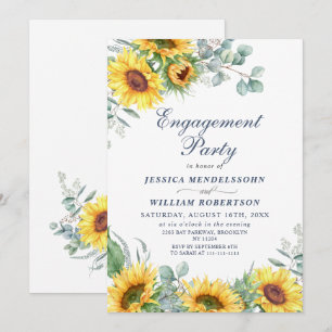 Watercolor Sunflowers Eucalyptus ENGAGEMENT PARTY Invitation