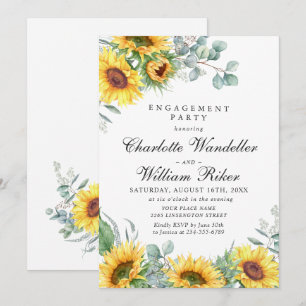 Watercolor Sunflowers Eucalyptus ENGAGEMENT PARTY Invitation