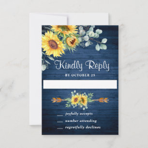Watercolor Sunflowers Eucalyptus Wedding RSVP Card