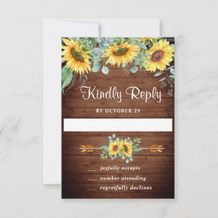 Watercolor Sunflowers Eucalyptus Wedding RSVP Card