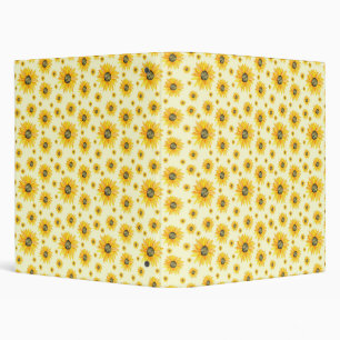 Watercolor Sunflowers Floral Pattern Binder