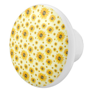 Watercolor Sunflowers Floral Pattern Ceramic Knob