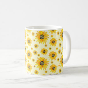 Watercolor Sunflowers Floral Pattern Coffee Mug