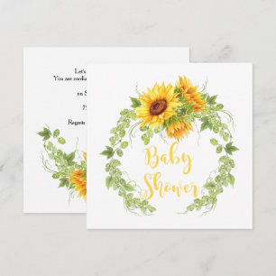 Watercolor Sunflowers Greenery Baby Shower Invites