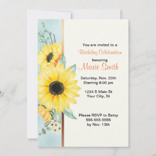 Watercolor Sunflowers Invitation
