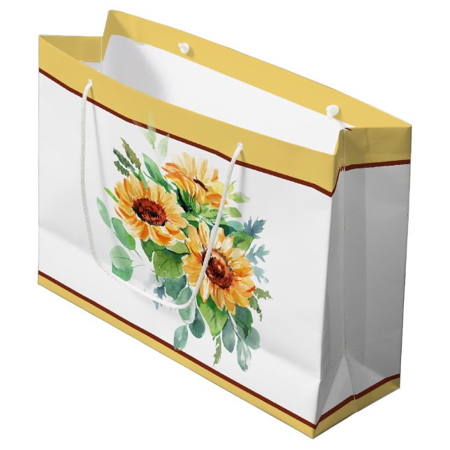 Watercolor sunflowers  large gift bag (Front Angled)