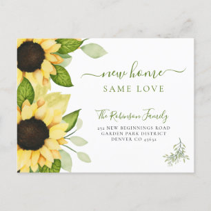 Watercolor sunflowers modern moving announcement postcard