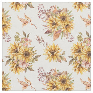Watercolor Sunflowers Pattern Fabric