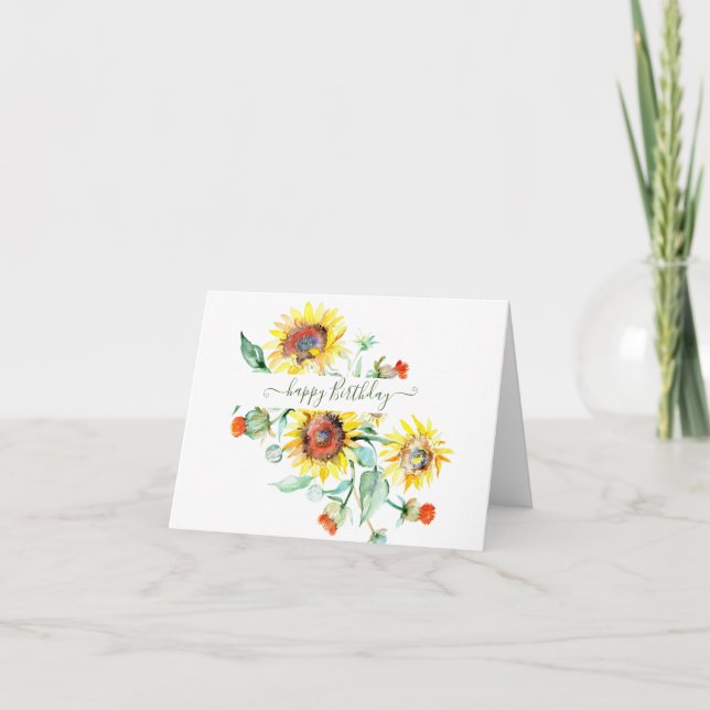 Watercolor sunflowers personalized    card (Front)
