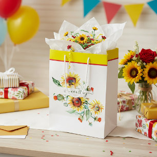 Watercolor sunflowers personalized    medium gift bag
