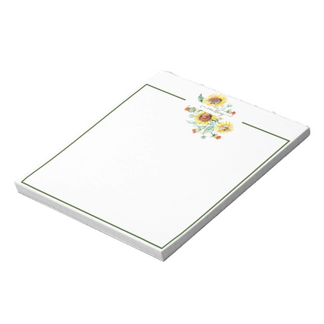 Watercolor sunflowers personalized    notepad (Rotated)