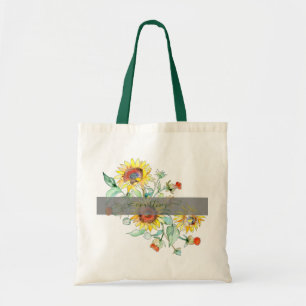 Watercolor sunflowers personalized    tote bag