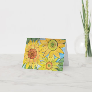 Watercolor sunflowers thank you card