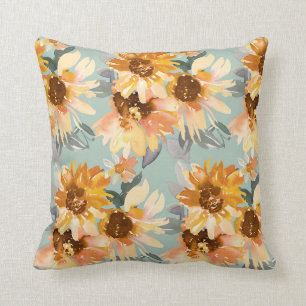 Watercolor Sunflowers Throw Pillow