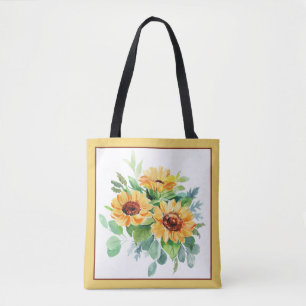 Watercolor sunflowers tote bag