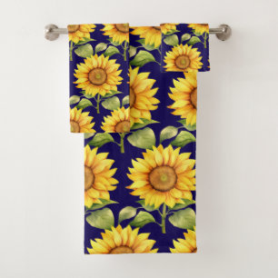 Watercolor Sunflowers Van Gogh Style  Bath Towel Set