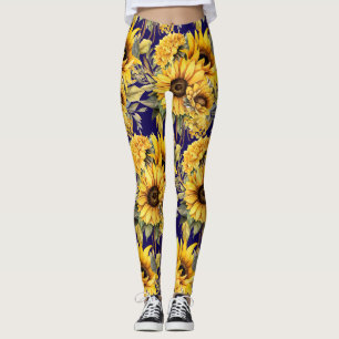 Watercolor Sunflowers Van Gogh Style Leggings
