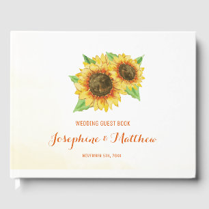 Watercolor Sunflowers Wedding Guest Book