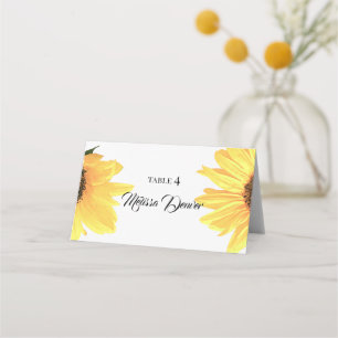 Watercolor Sunflowers Wedding Place Card
