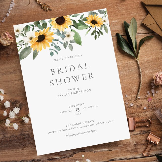 Watercolor Sunflowers & Wildflower Bridal Shower Invitation (Creator Uploaded)