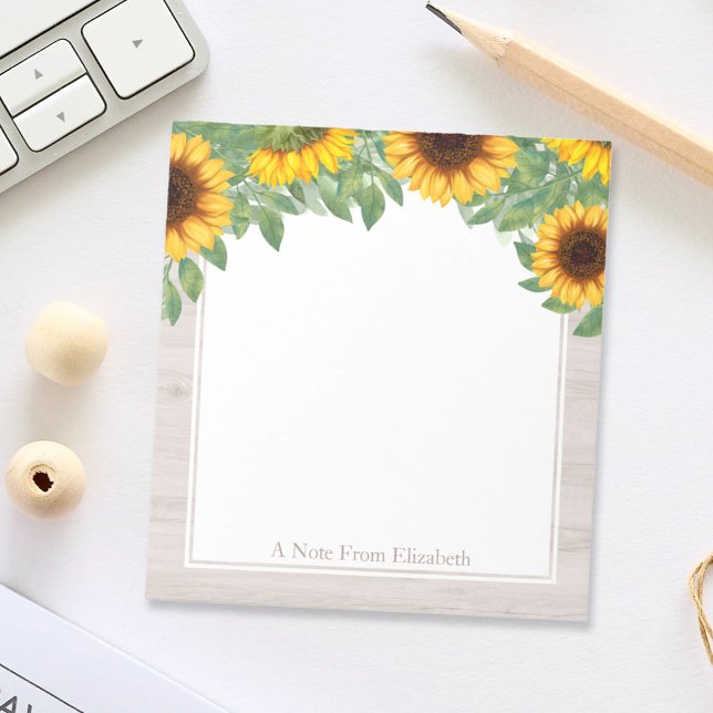 Watercolor Sunflowers with Wood Border Notepad (Creator Uploaded)