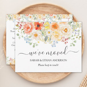 Watercolor Sunny Floral Moving Announcement Postcard