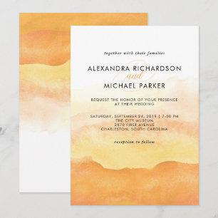 Watercolor Sunrise Wedding Invitation