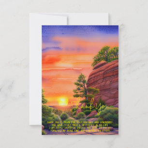 Watercolor Sunset and red rocks customizable Card