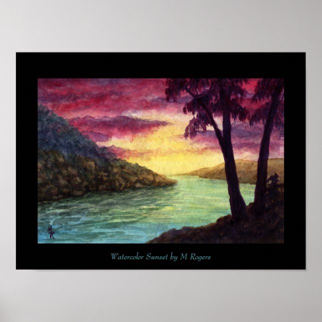 Watercolor Sunset Art Print (Front)